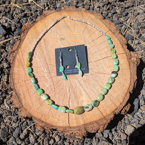 Navajo Turquoise Bead Necklace Earring Set Handmade‎ Native American Jewelry*** - Picture 4 of 12